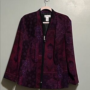 Anna Meyer Women's Elegant Purple zip front Jaquard Blazer 22WP